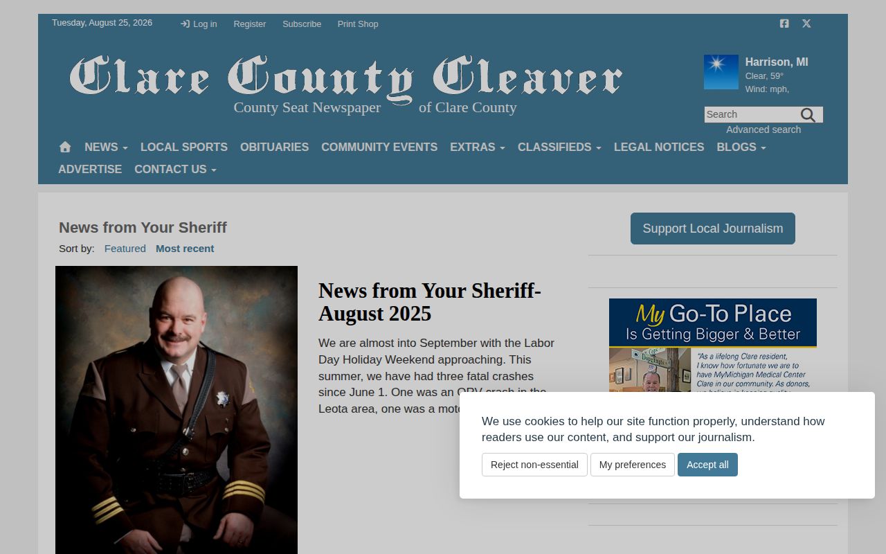 Clare County News From Your Sheriff records section