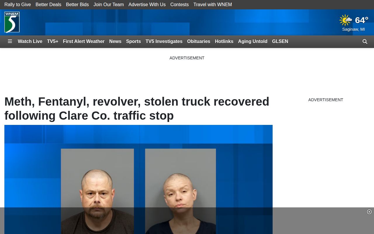 WNEM Clare County Sheriff arrest news record example