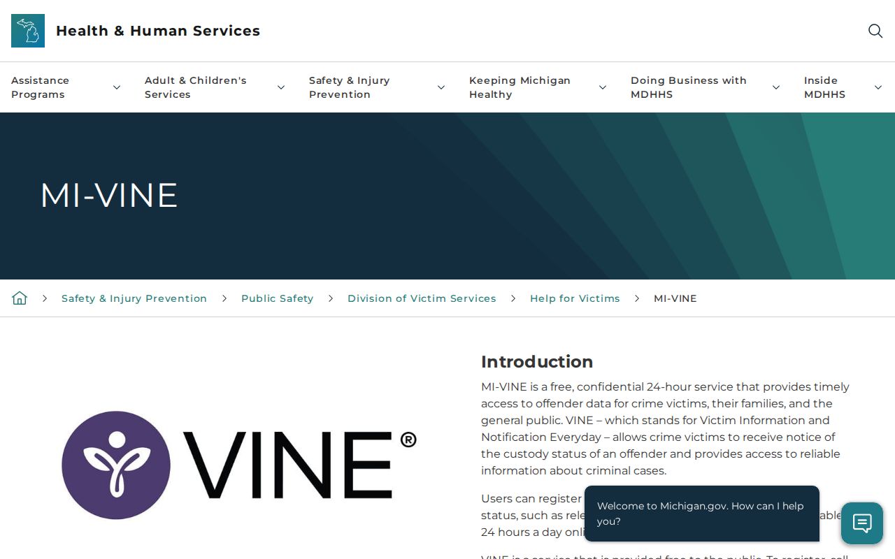 Michigan VINE Clare County custody notification information